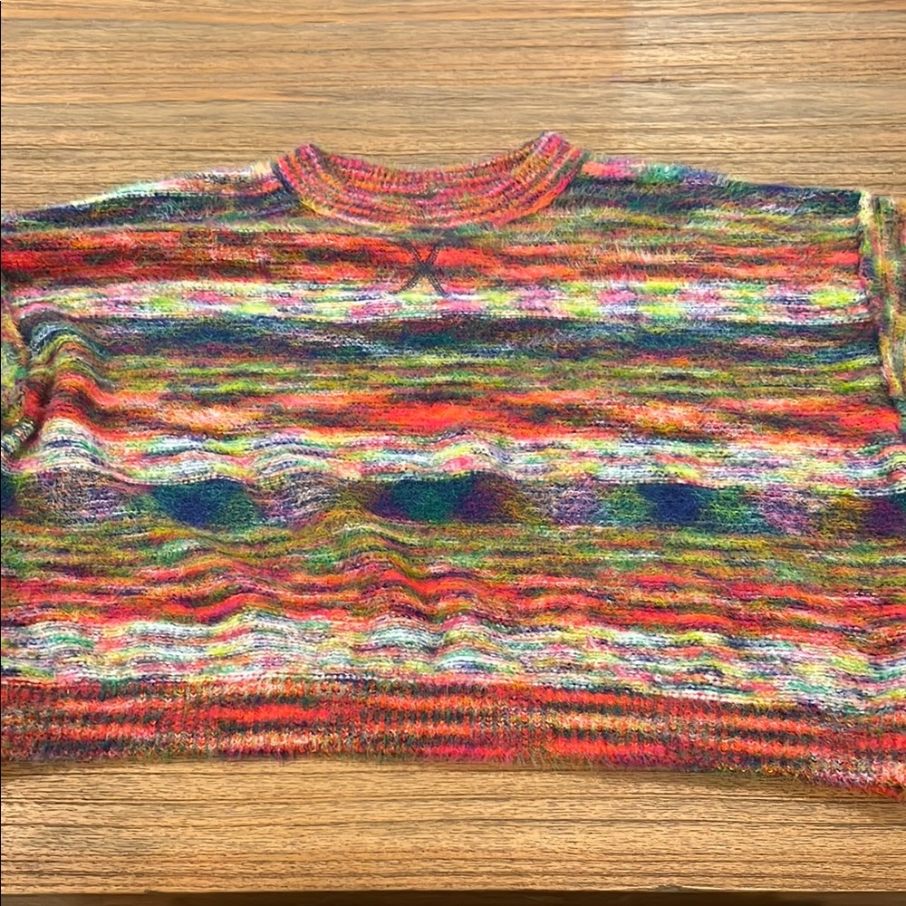 Free People Multicolor Fuzzy Sweater